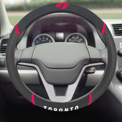 Toronto Raptors Steering Wheel Cover Premium Embroidered Black 15 Inch by Fielders Choice