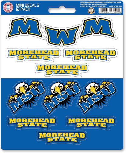 Morehead State University Eagles 12-Piece Mini Decal Sticker Set, 5x6 Inch Sheet, Gift for football fans for any hard surfaces around home, automotive, personal items by Fielders Choice