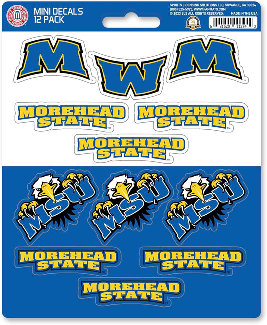 Morehead State University Eagles 12-Piece Mini Decal Sticker Set, 5x6 Inch Sheet, Gift for football fans for any hard surfaces around home, automotive, personal items by Fielders Choice