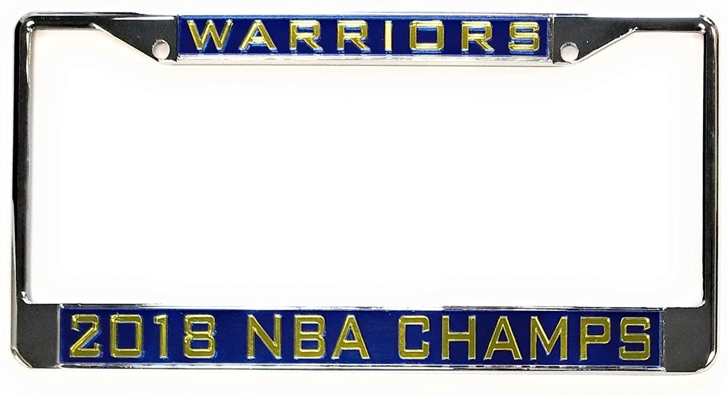 Golden State Warriors 2018 Champions Chrome Metal License Plate Frame Tag Cover, Laser Mirrored Inserts, 12x6 Inch by Fielders Choice