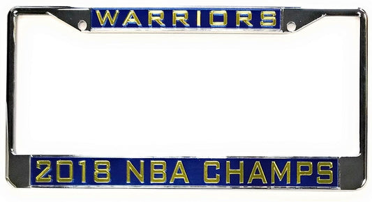 Golden State Warriors 2018 Champions Chrome Metal License Plate Frame Tag Cover, Laser Mirrored Inserts, 12x6 Inch by Fielders Choice