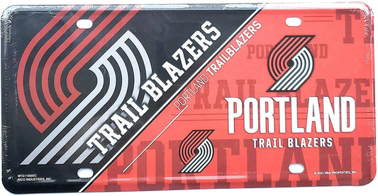Portland Trail Blazers Metal Tag License Plate Novelty 6x12 Inch Split Design by Fielders Choice