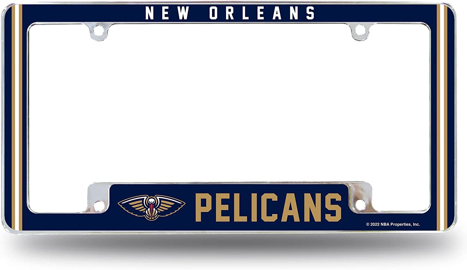 New Orleans Pelicans Metal License Plate Frame Chrome Tag Cover Alternate Design 6x12 Inch by Fielders Choice