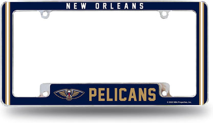 New Orleans Pelicans Metal License Plate Frame Chrome Tag Cover Alternate Design 6x12 Inch by Fielders Choice