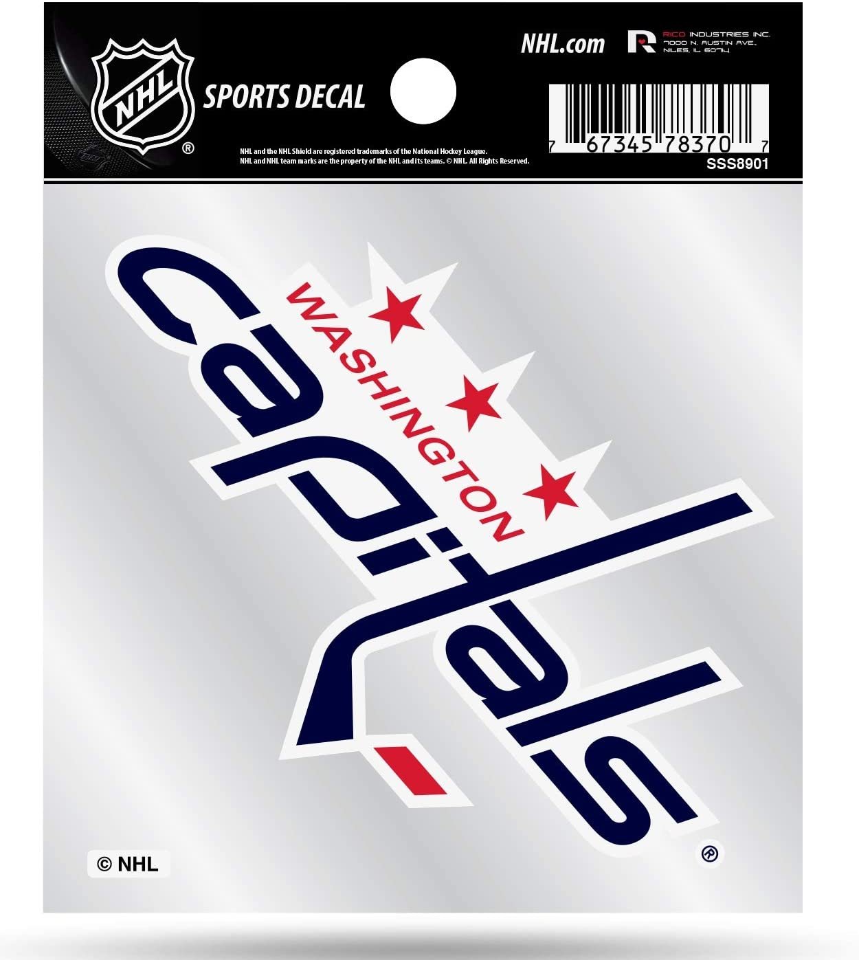 Washington Capitals 4x4 Decal Sticker Primary Logo Premium with Clear Backing Flat Vinyl Auto Home Hockey by Fielders Choice