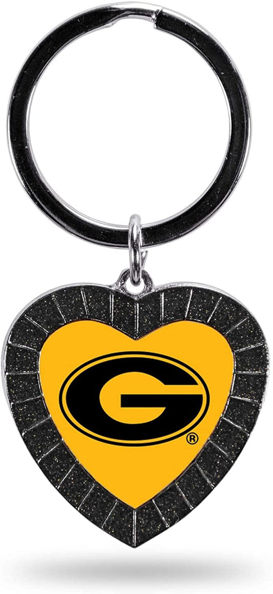 NCAA Grambling State Tigers NCAA Rhinestone Heart Colored Keychain, Black, 3-inches in length by Fielders Choice