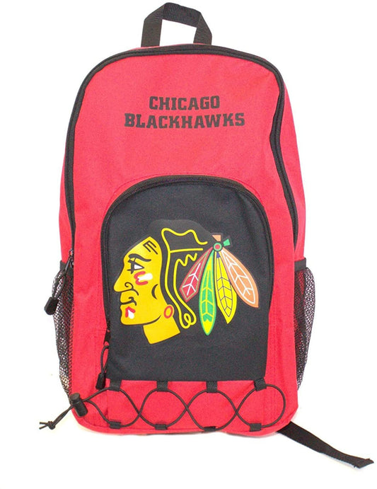 Chicago Blackhawks Premium Backpack heavy Duty Full Team Color Echo Bunge Style Padded Straps 14x6x6 Inches by Fielders Choice