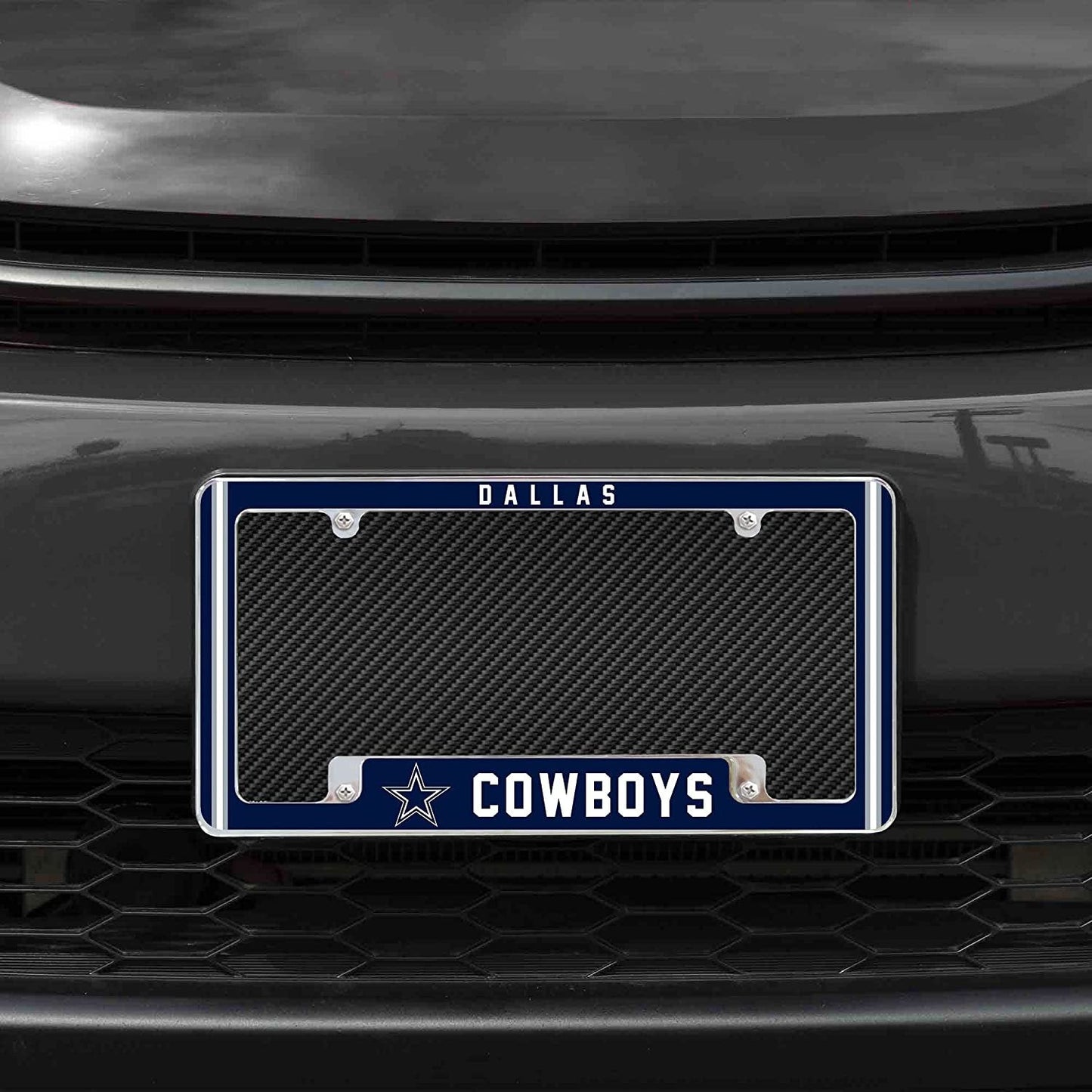 Dallas Cowboys Metal License Plate Frame Chrome Tag Cover Alternate Design 6x12 Inch by Fielders Choice