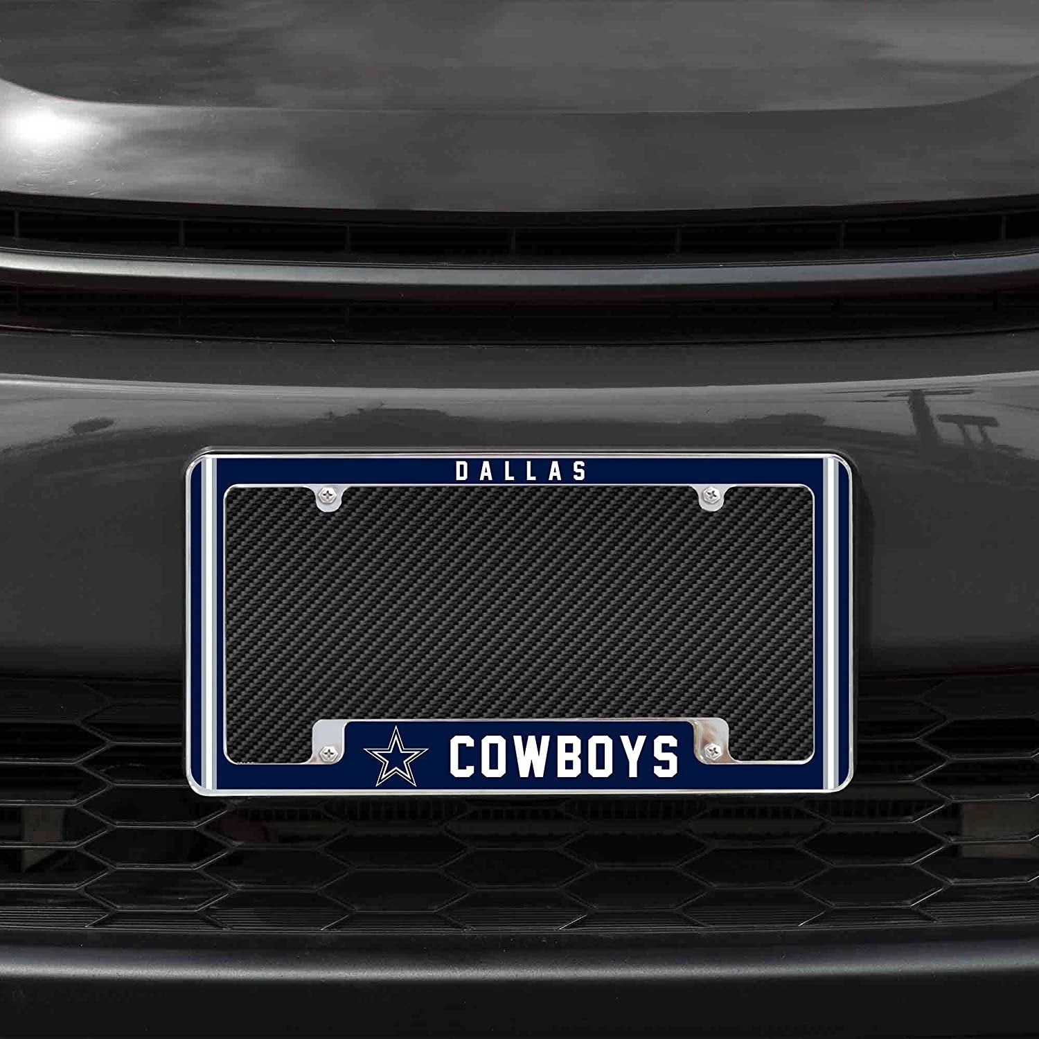 Dallas Cowboys Metal License Plate Frame Chrome Tag Cover Alternate Design 6x12 Inch by Fielders Choice