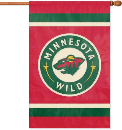 Minnesota Wild Banner Flag Embroidered Premium 2-sided 28x44 Outdoor Football by Fielders Choice
