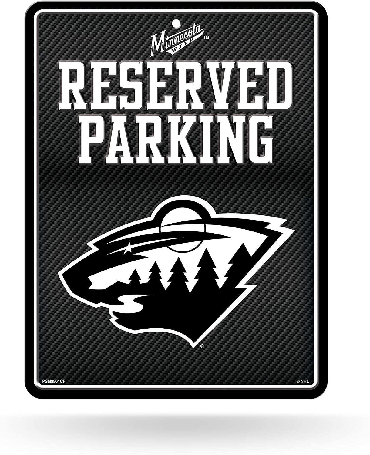 Minnesota Wild Metal Parking Novelty Wall Sign 8.5 x 11 Inch Carbon Fiber Design by Fielders Choice