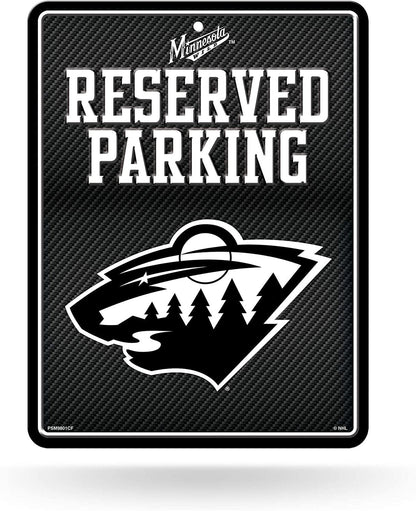 Minnesota Wild Metal Parking Novelty Wall Sign 8.5 x 11 Inch Carbon Fiber Design by Fielders Choice