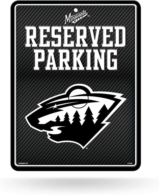 Minnesota Wild Metal Parking Novelty Wall Sign 8.5 x 11 Inch Carbon Fiber Design by Fielders Choice