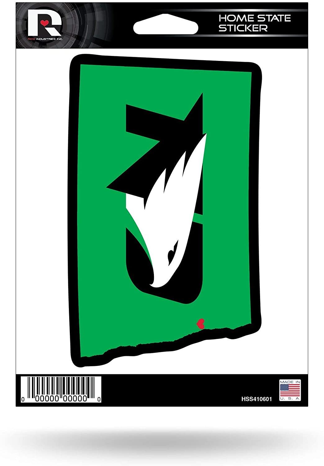 University of North Dakota Fighting Hawks 5 Inch Sticker Decal, Home State Design, Flat Vinyl, Full Adhesive Backing by Fielders Choice