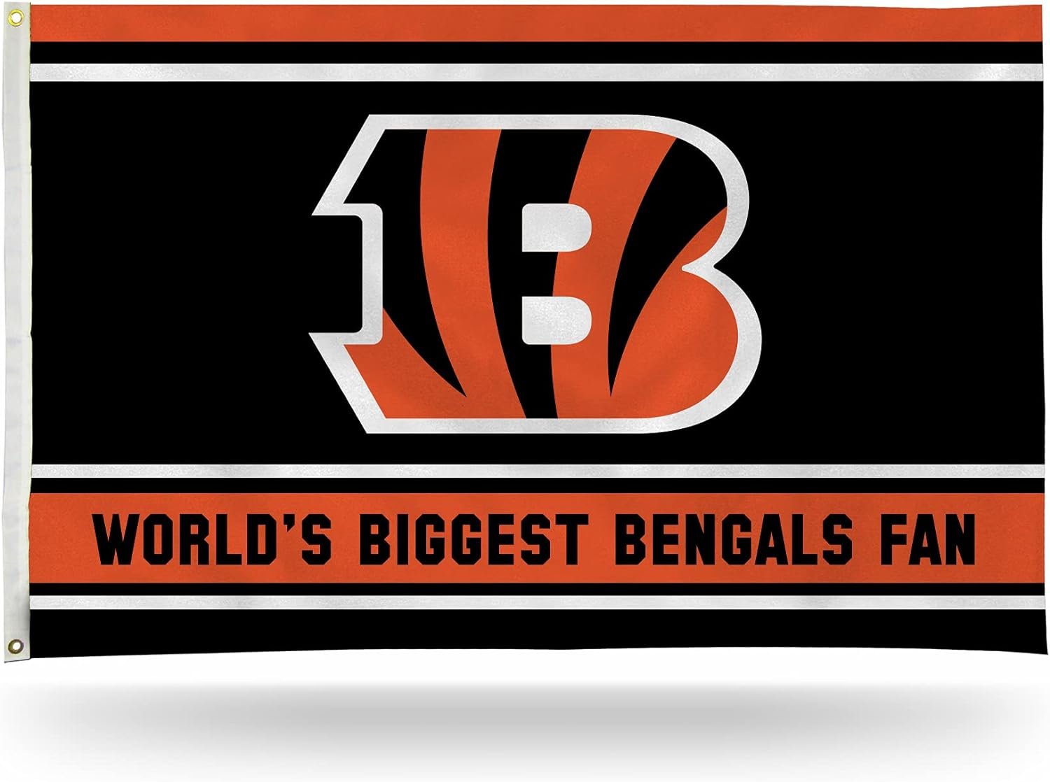Cincinnati Bengals 3x5 Feet Flag Banner, World's Biggest Fan, Metal Grommets, Single Sided, Indoor or Outdoor Use by Fielders Choice