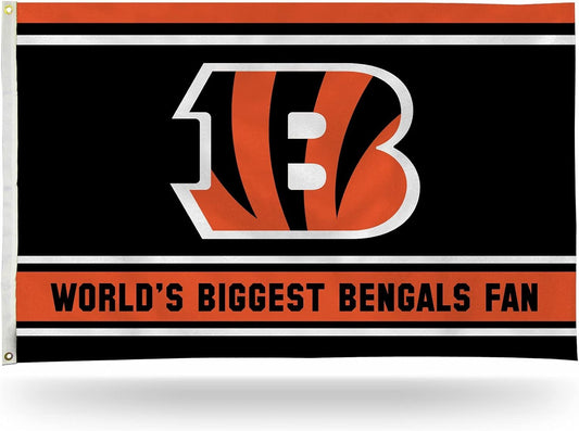 Cincinnati Bengals 3x5 Feet Flag Banner, World's Biggest Fan, Metal Grommets, Single Sided, Indoor or Outdoor Use by Fielders Choice