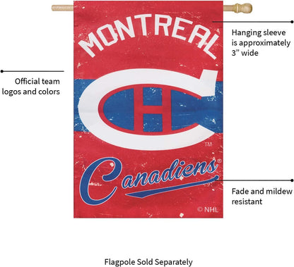 Montreal Canadiens Premium Linen Banner Flag Double Sided 28x44 Inch Vintage Logo Design Outdoor by Fielders Choice