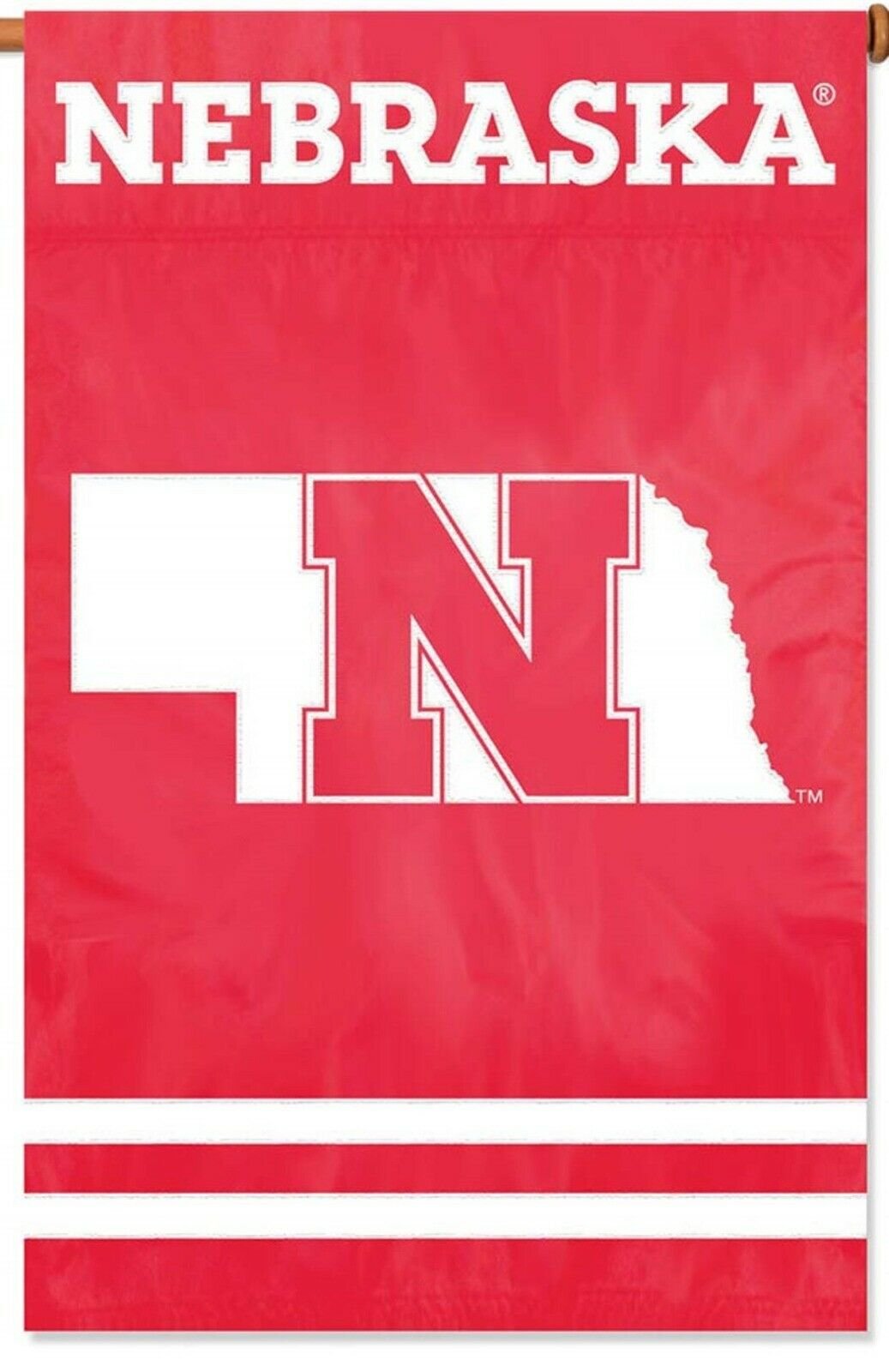 Nebraska Cornhuskers 2sided 28x44 Embroidered Applique Banner Flag University of by Fielders Choice