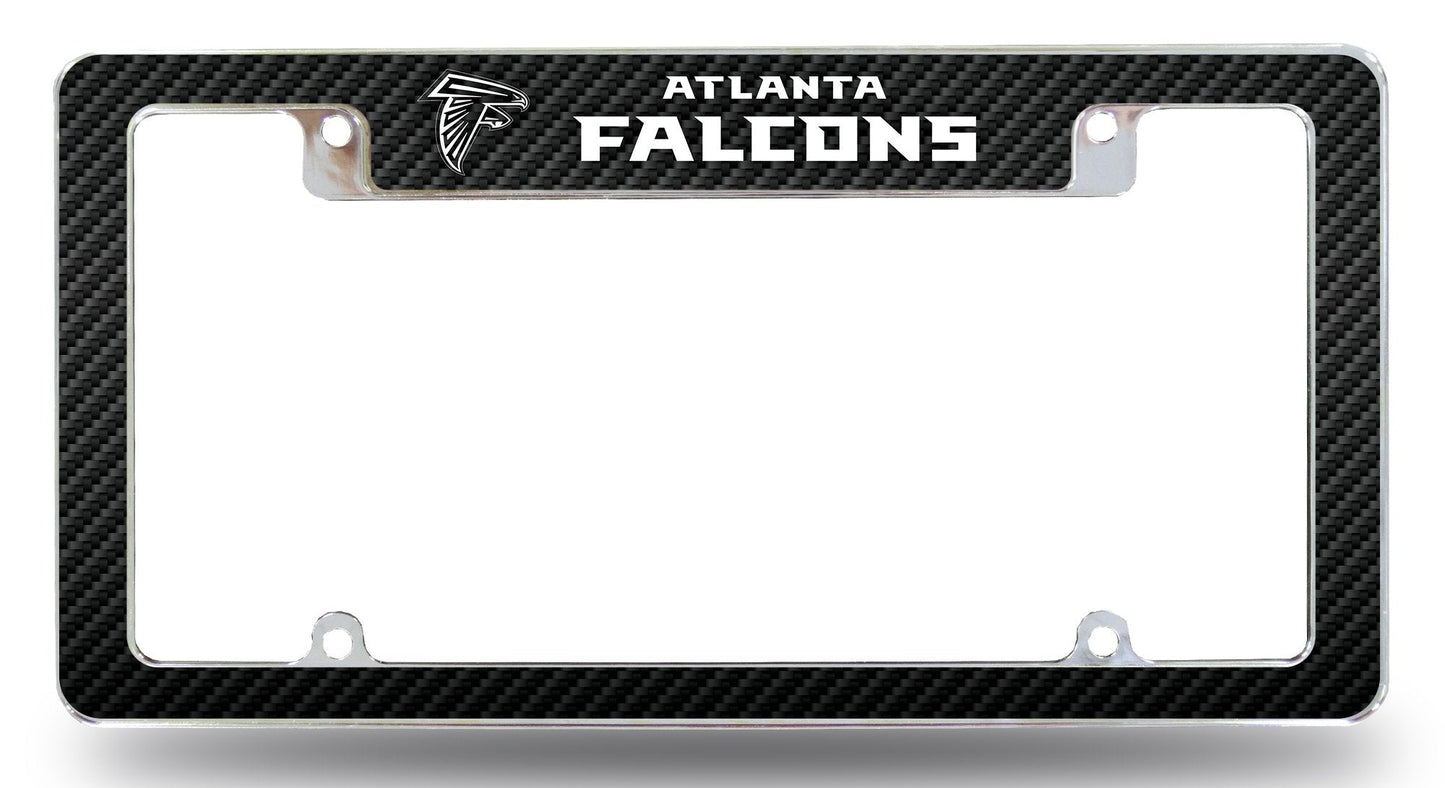 Atlanta Falcons Metal License Plate Frame Chrome Tag Cover, Carbon Fiber Design, 12x6 Inch by Fielders Choice