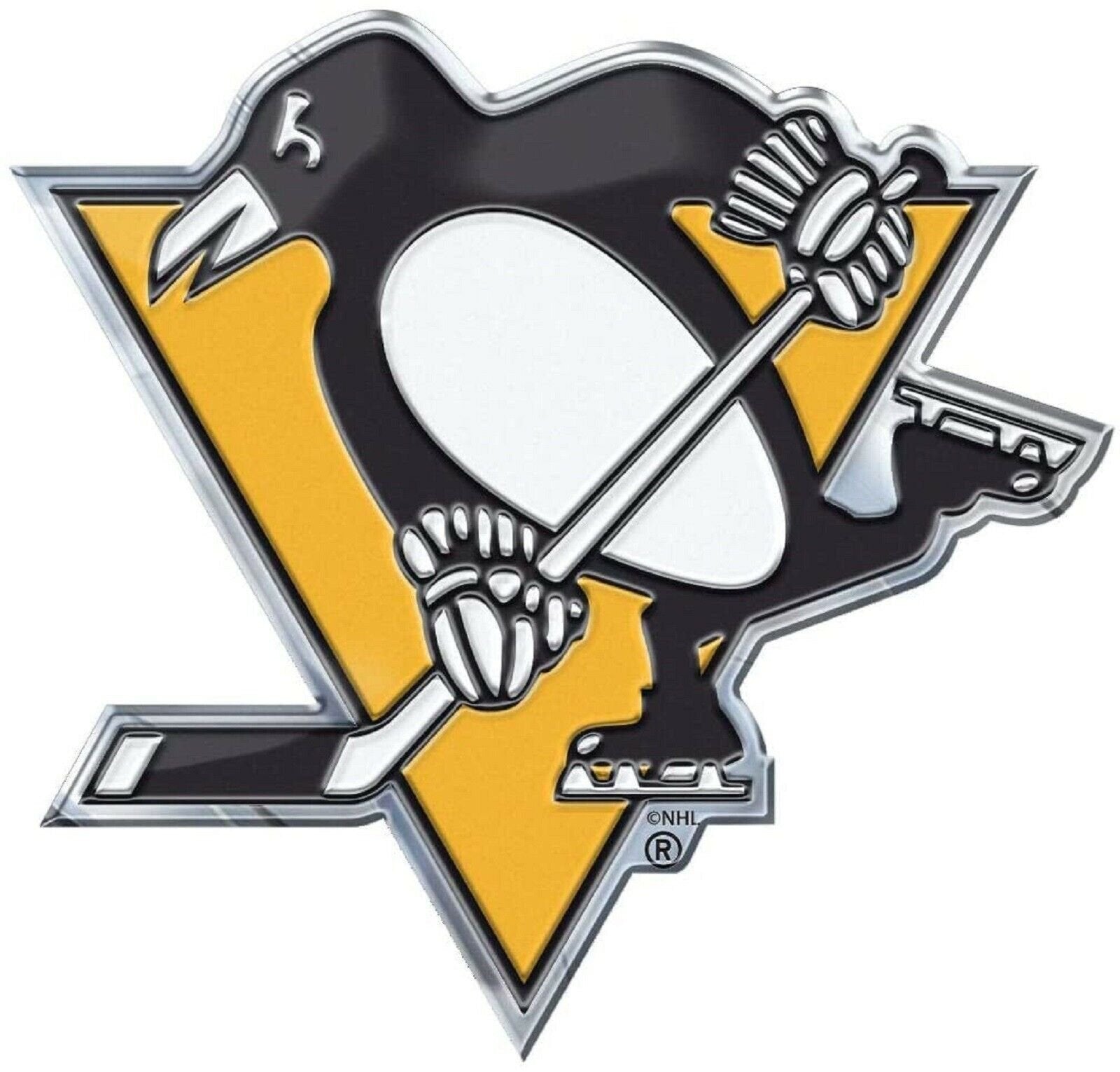 Pittsburgh Penguins Aluminum Metal Color Emblem Raised Die Cut Decal Hockey by Fielders Choice