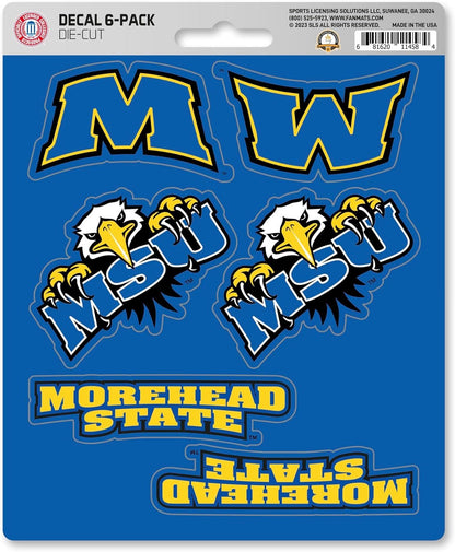 Morehead State University Eagles 6-Piece Decal Sticker Set, 5x6 Inch Sheet, Gift for football fans for any hard surfaces around home, automotive, personal items by Fielders Choice