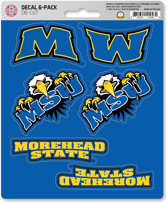 Morehead State University Eagles 6-Piece Decal Sticker Set, 5x6 Inch Sheet, Gift for football fans for any hard surfaces around home, automotive, personal items by Fielders Choice