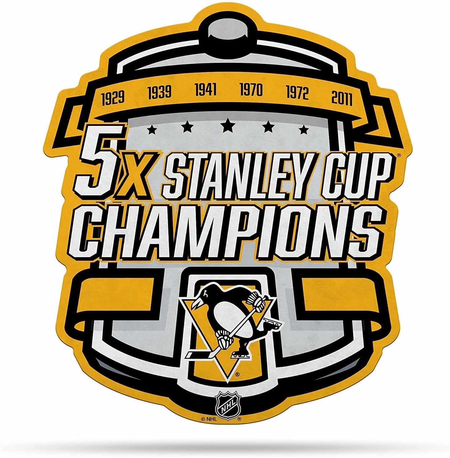 Pittsburgh Penguins 5x Champions Felt Pennant 18 Inch by Fielders Choice