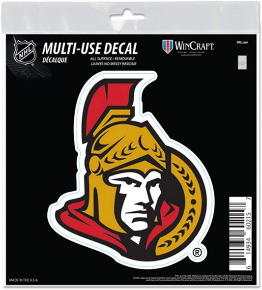Ottawa Senators 6 Inch Decal Sticker, Flat Vinyl, Die Cut, Primary Design, Full Adhesive Backing by Fielders Choice