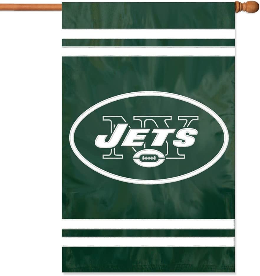 New York Jets Double Sided Banner Flag Embroidered Applique 44x28 Inch by Fielders Choice