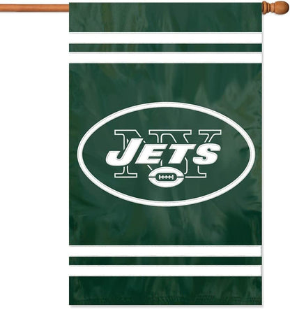 New York Jets Double Sided Banner Flag Embroidered Applique 44x28 Inch by Fielders Choice