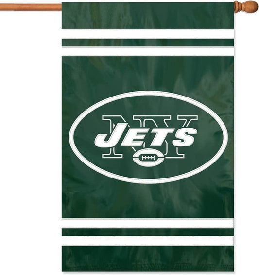 New York Jets Double Sided Banner Flag Embroidered Applique 44x28 Inch by Fielders Choice