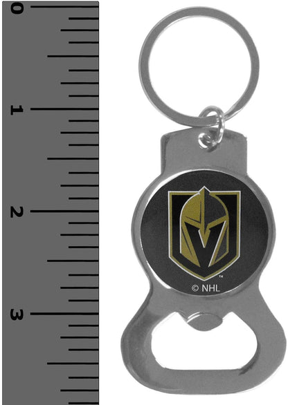 Vegas Golden Knights Premium Solid Metal Bottle Opener Keychain, Silver Key Ring, Team Logo by Fielders Choice