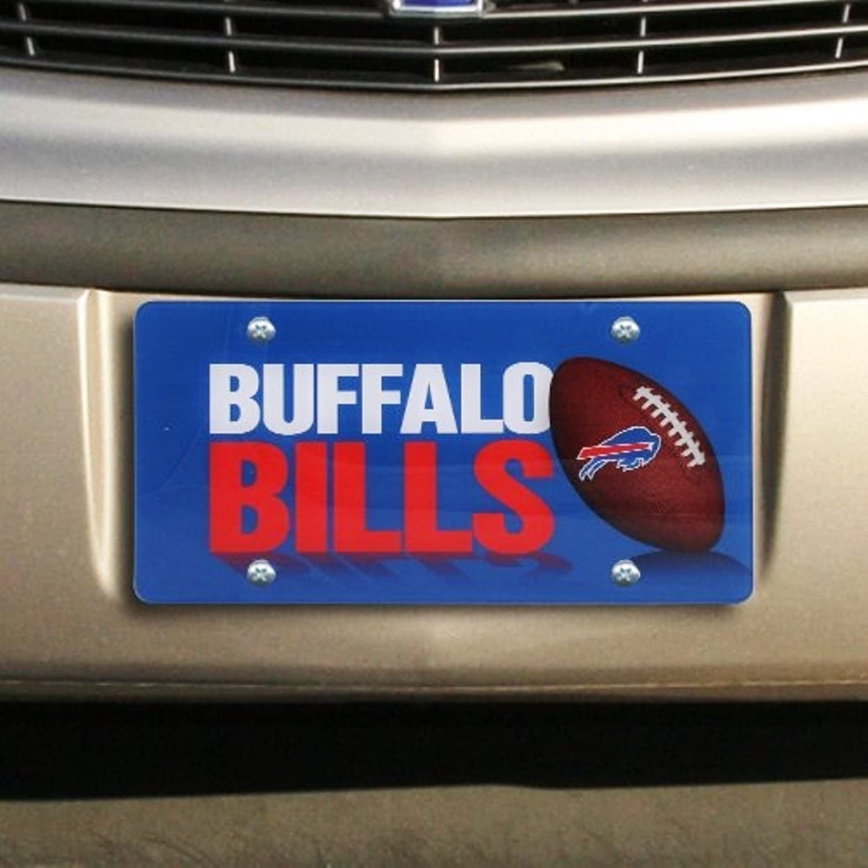 Buffalo Bills Premium Laser Tag License Plate, Mirrored Acrylic, Printed, 12x6 Inch by Fielders Choice