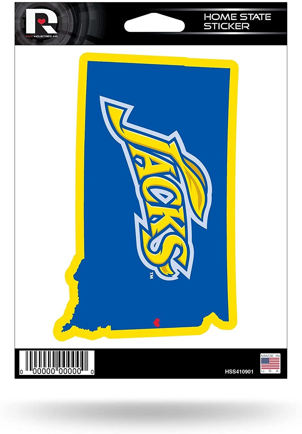 South Dakota State University Jack Rabbits 5 Inch Sticker Decal, Home State Design, Flat Vinyl, Full Adhesive Backing by Fielders Choice
