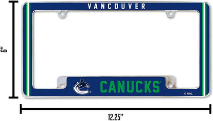 Vancouver Canucks Metal License Plate Frame Chrome Tag Cover Alternate Design 6x12 Inch by Fielders Choice