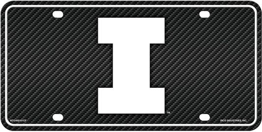 University of Illinois Fighting Illini Metal Auto Tag License Plate, Carbon Fiber Design, 6x12 Inch by Fielders Choice