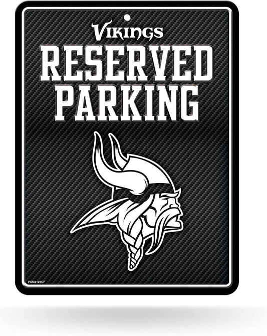Minnesota Vikings Metal Parking Novelty Wall Sign 8.5 x 11 Inch Carbon Fiber Design by Fielders Choice