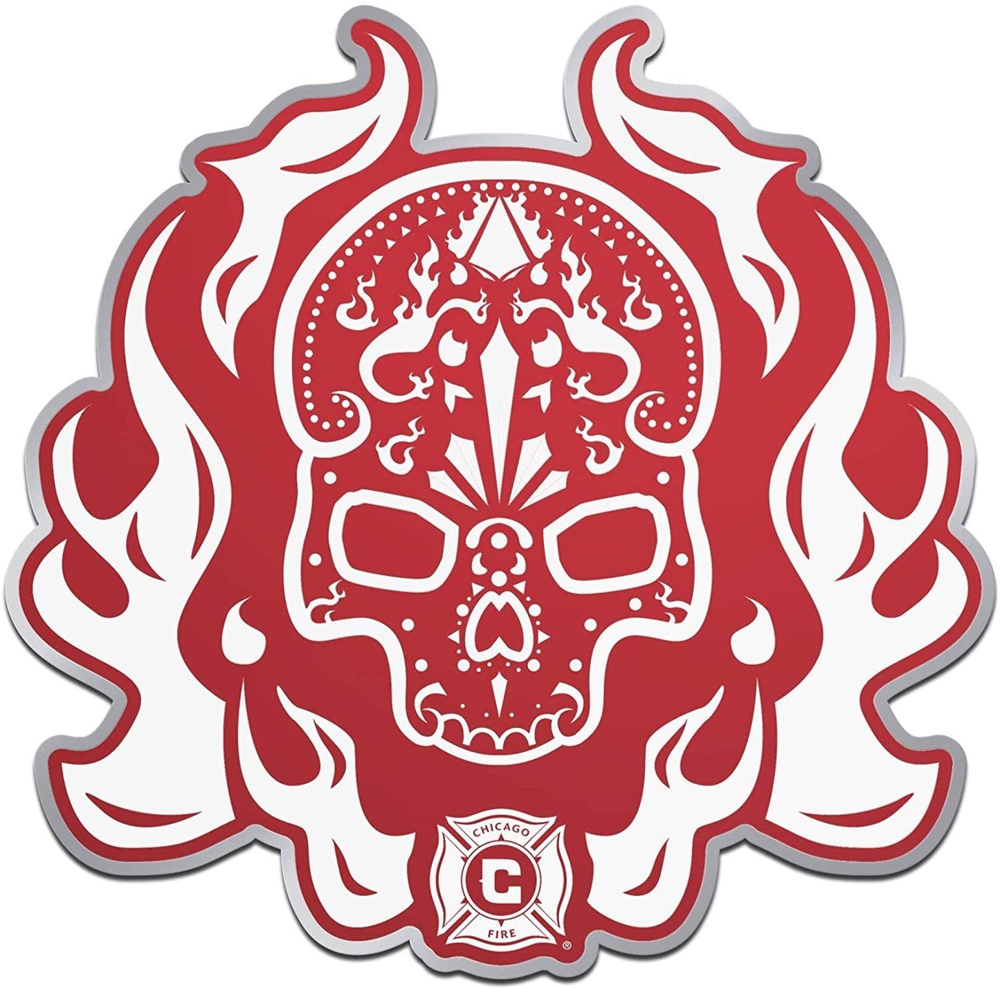 Chicago Fire Skull Design SD Premium Color Acrylic Auto Emblem Raised Decal MLS Soccer SC by Fielders Choice