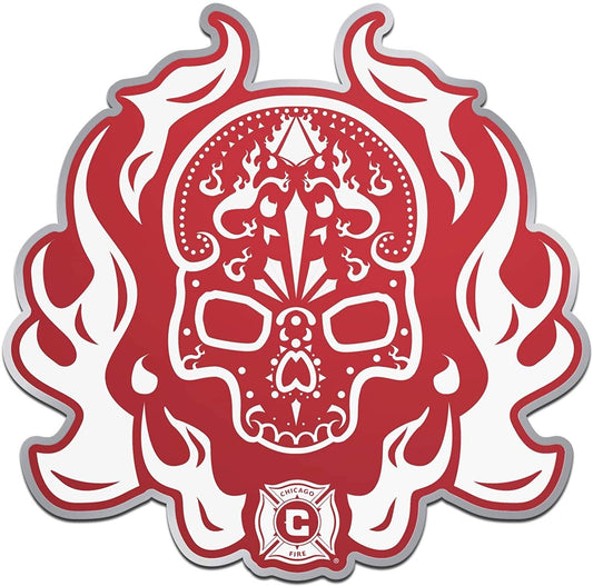 Chicago Fire Skull Design SD Premium Color Acrylic Auto Emblem Raised Decal MLS Soccer SC by Fielders Choice
