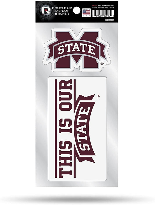 Mississippi State University Bulldogs 2-Piece Double Up Die Cut Sticker Decal Sheet, 4x8 Inch by Fielders Choice