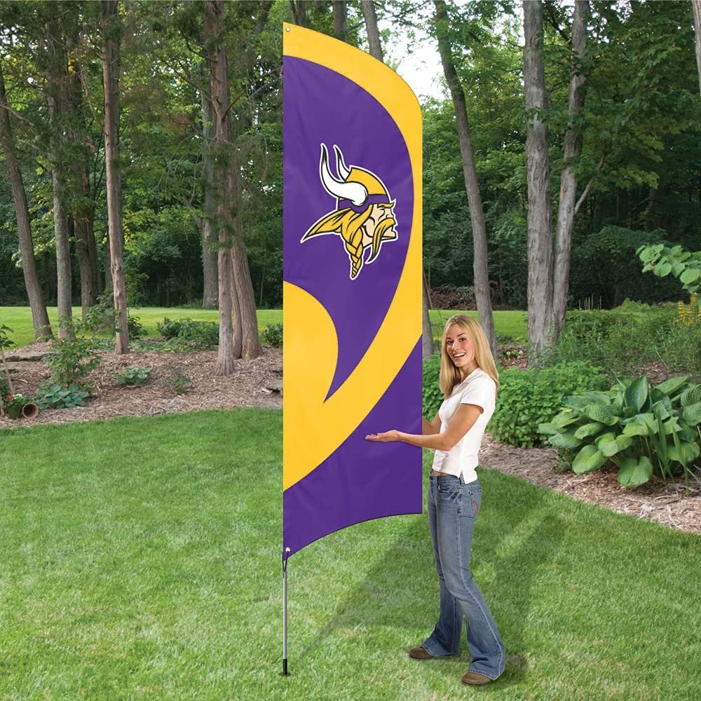 Minnesota Vikings 8 Foot Tall Team Flag Tailgating Kit with Metal Pole by Fielders Choice