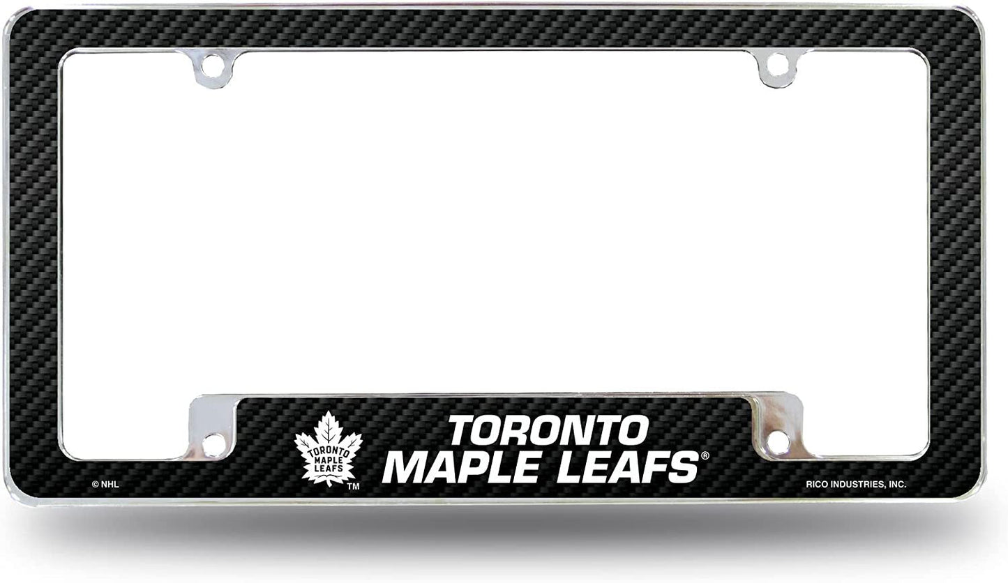 Toronto Maple Leafs Metal License Plate Frame Chrome Tag Cover Carbon Fiber Design 6x12 Inch by Fielders Choice