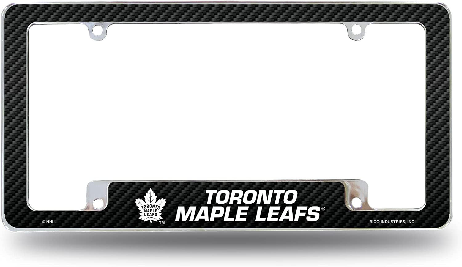 Toronto Maple Leafs Metal License Plate Frame Chrome Tag Cover Carbon Fiber Design 6x12 Inch by Fielders Choice