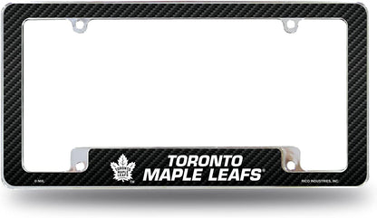 Toronto Maple Leafs Metal License Plate Frame Chrome Tag Cover Carbon Fiber Design 6x12 Inch by Fielders Choice