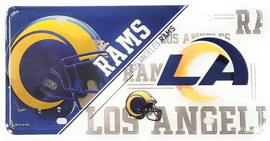 Los Angeles Rams Metal Auto Tag License Plate, Split Design, 6x12 Inch by Fielders Choice