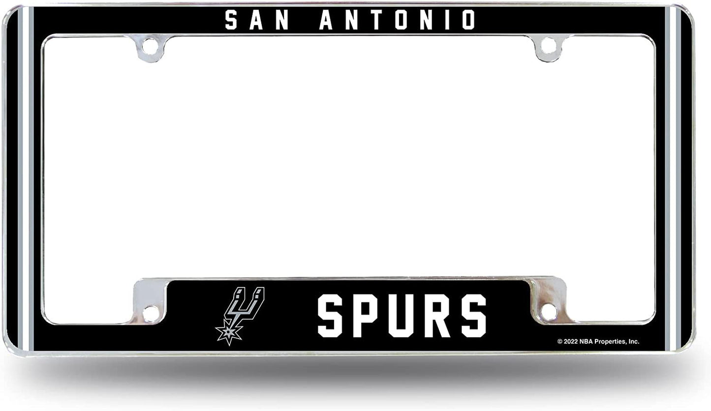 San Antonio Spurs Metal License Plate Frame Chrome Tag Cover Alternate Design 6x12 Inch by Fielders Choice