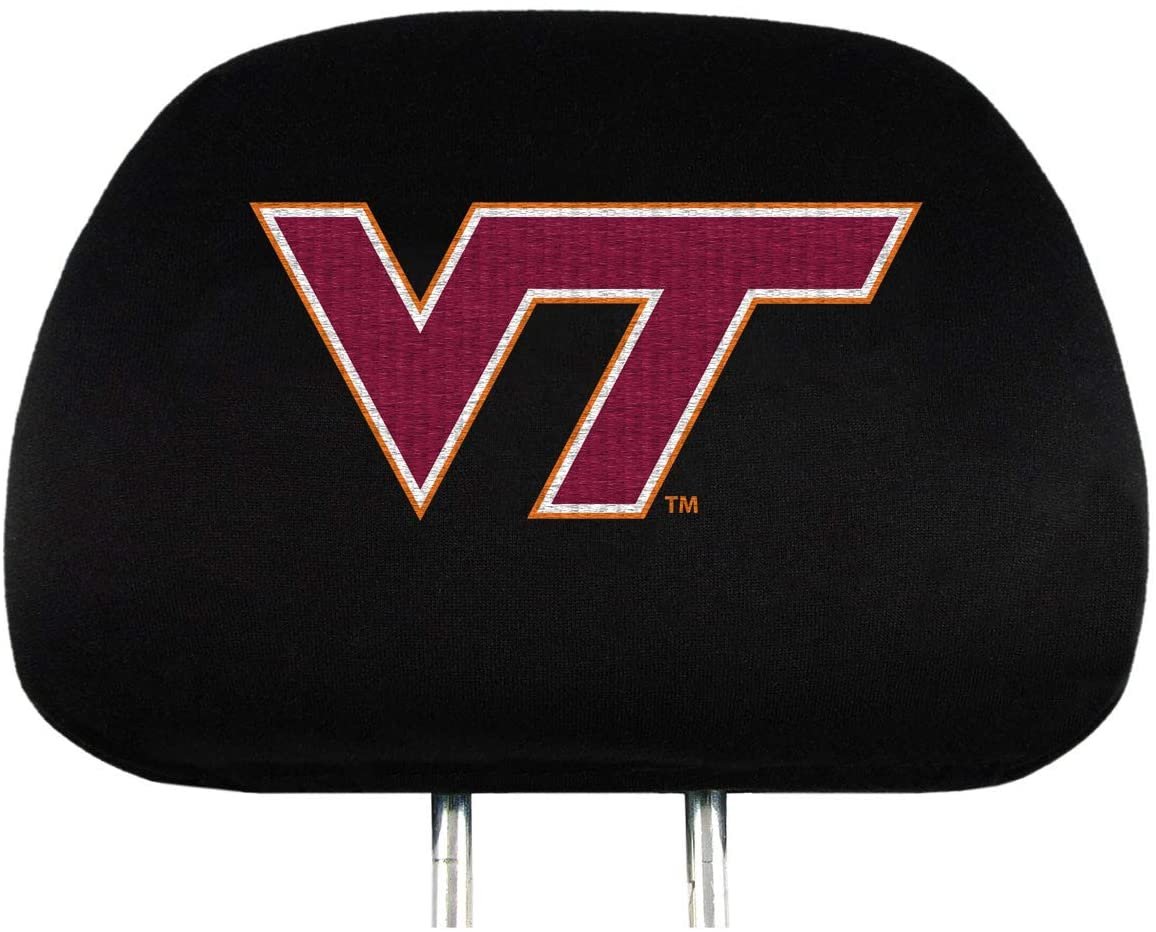 Virginia Tech Hokies Premium Pair of Auto Head Rest Covers, Black, Elastic, 10x14 Inch by Fielders Choice