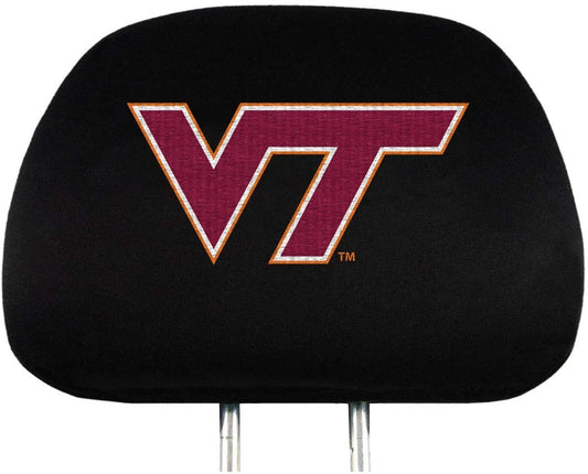 Virginia Tech Hokies Premium Pair of Auto Head Rest Covers, Black, Elastic, 10x14 Inch by Fielders Choice