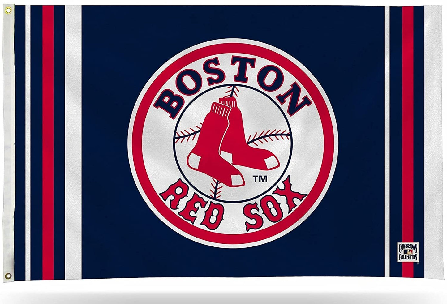 Boston Red Sox Flag Banner Retro Round Logo Design 3x5 Premium with Metal Grommets Outdoor House Baseball by Fielders Choice