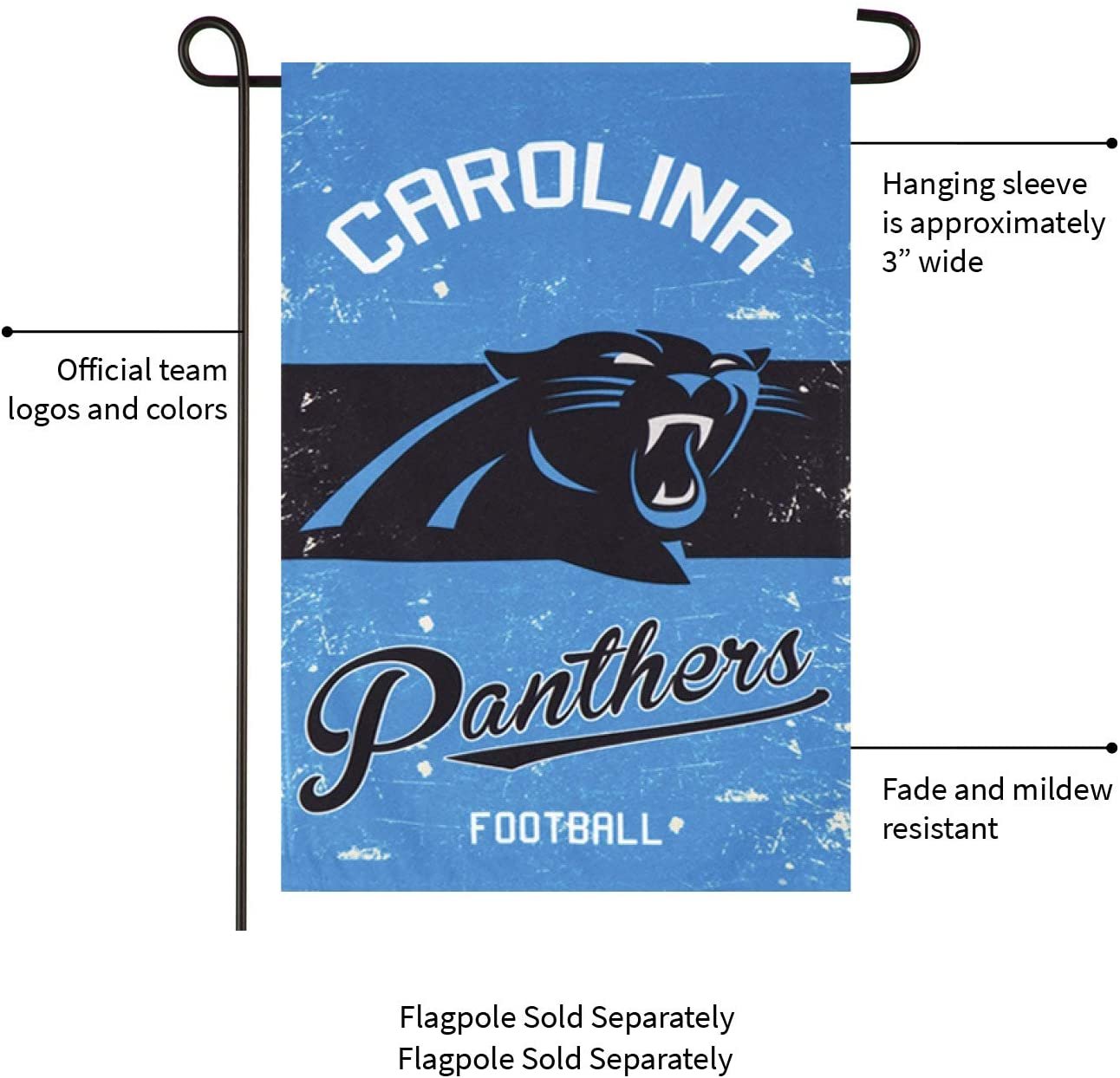 Carolina Panthers Premium Garden Flag Banner, Double Sided, Linen, Vintage Style, 13x18 Inch by Fielders Choice